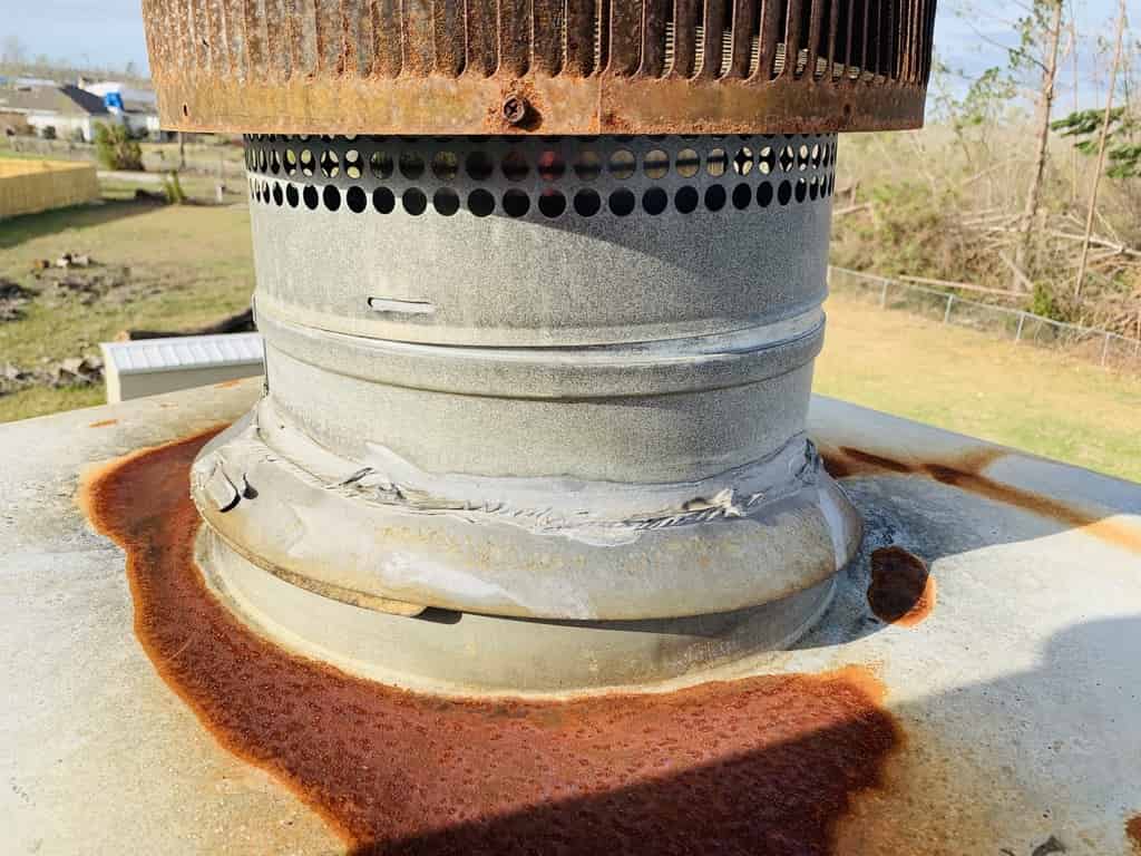 Chimney Inspection chase cover rusted through Sootmaster Chimney Sweep Huntsville