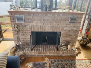 Brick fireplace