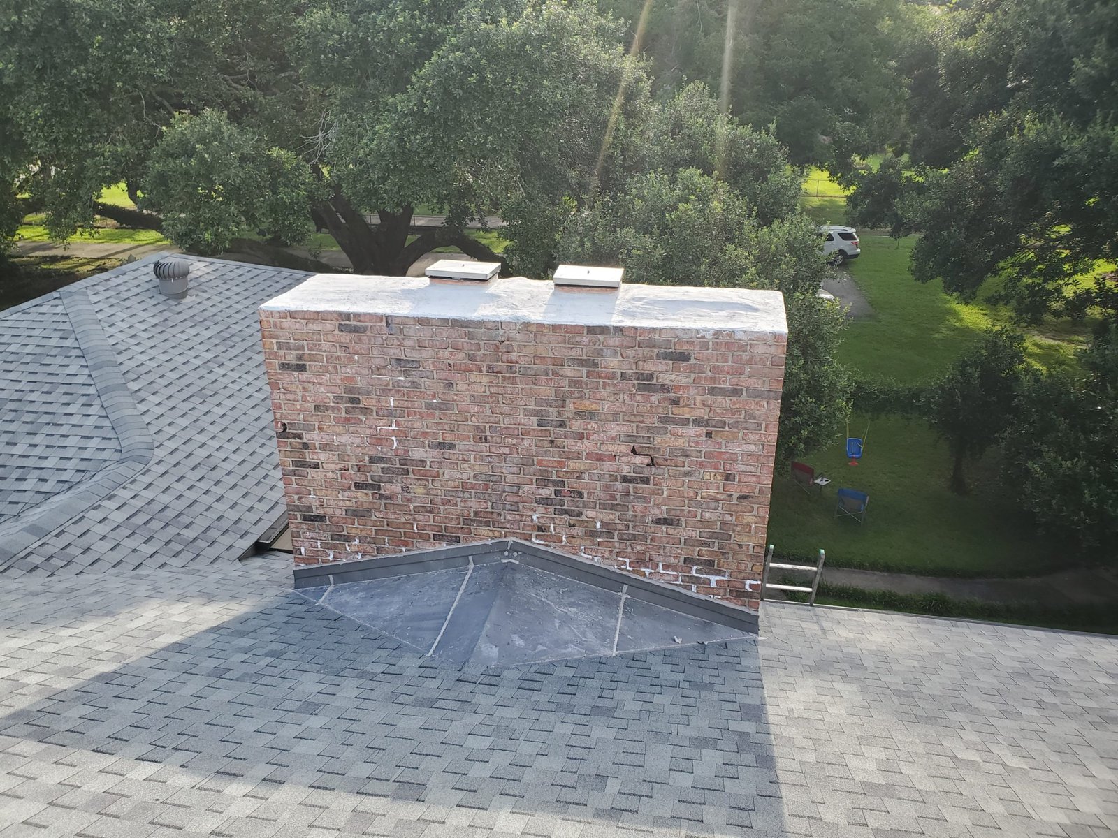 Masonry Chimney with 2 Flue pipes Chimney Sweep Auburn Alabama