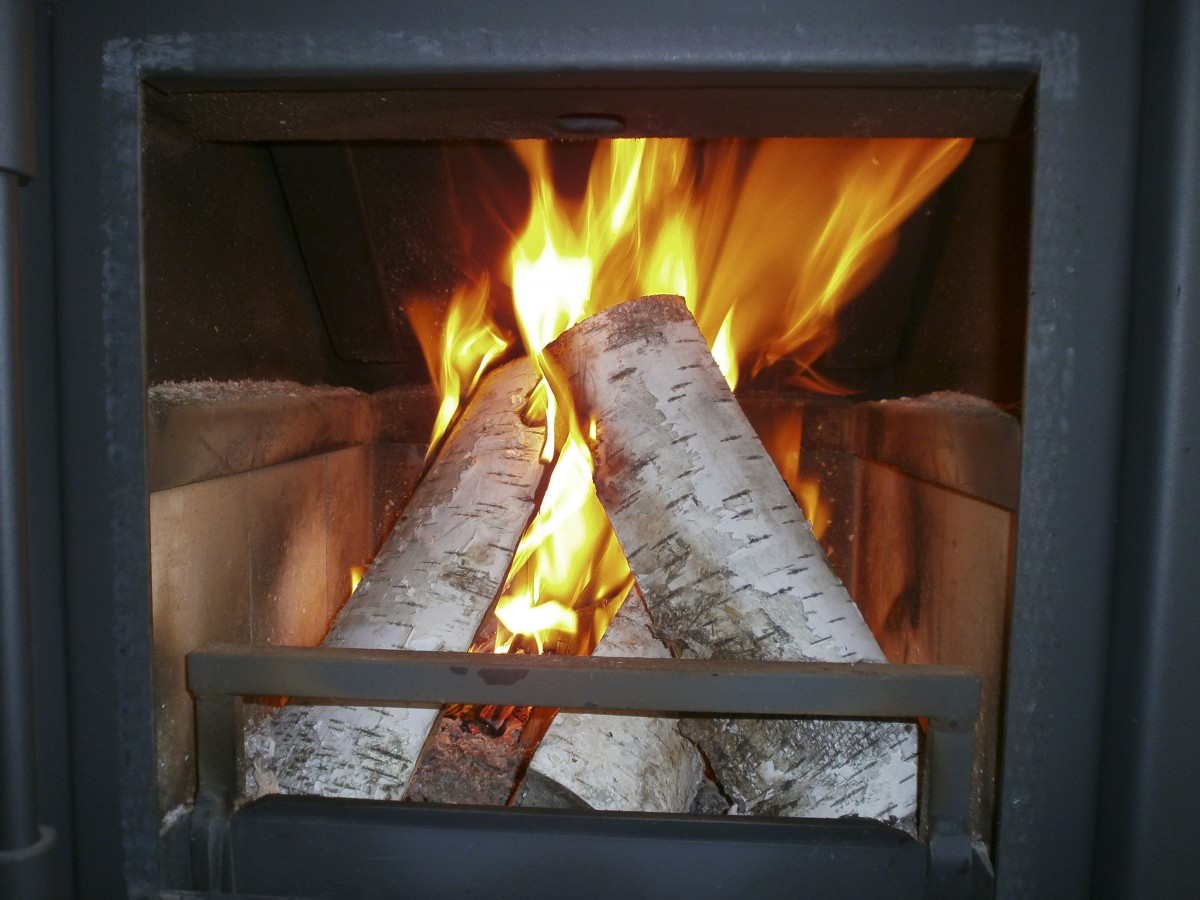 fire burning in a fireplace