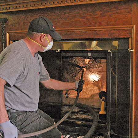 Sweeping a fireplace