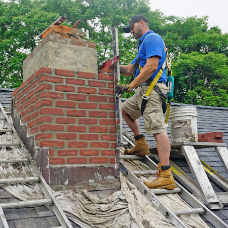 Masonry Repair in Progress by Sootmaster Chimney Sweep Angleton